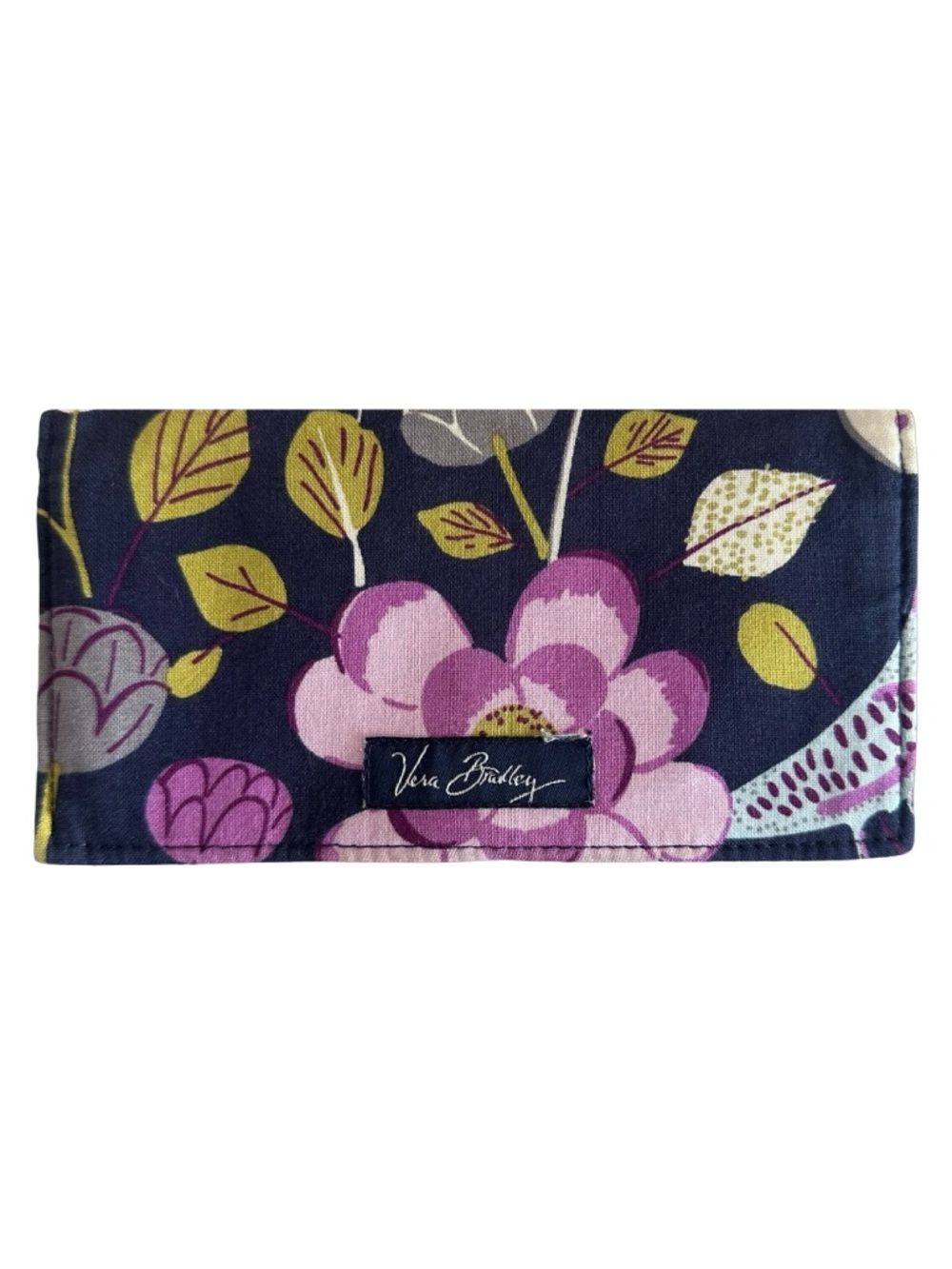 Vera Bradley Quilted Cotton Bifold Checkbook Cover Purple Floral Wallet Holder